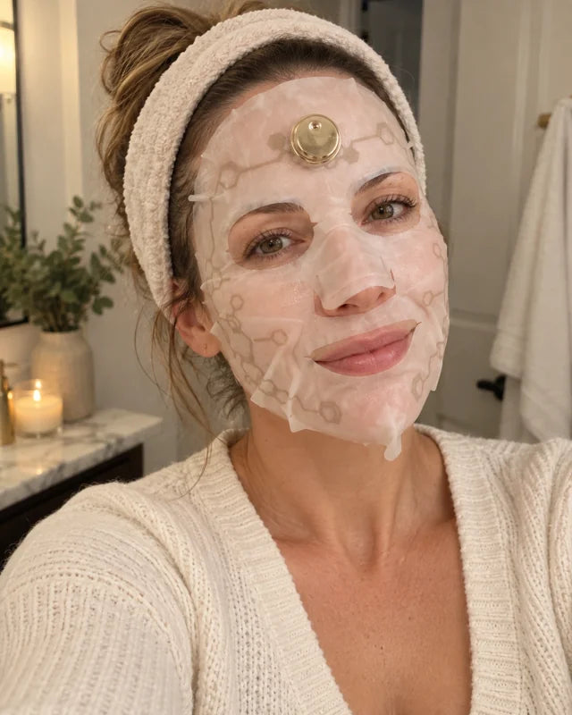 Sandra wearing EMS Microcurrent Face Mask