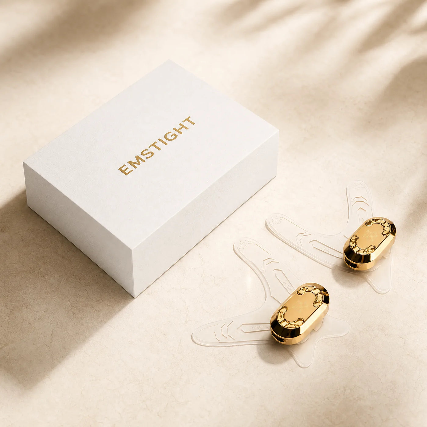 EMSTIGHT EMS Microcurrent Eye Patches with gold control units and presentation box