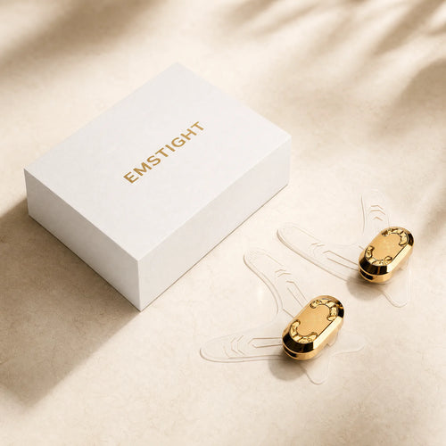 EMSTIGHT EMS Microcurrent Eye Patches with gold control units and presentation box